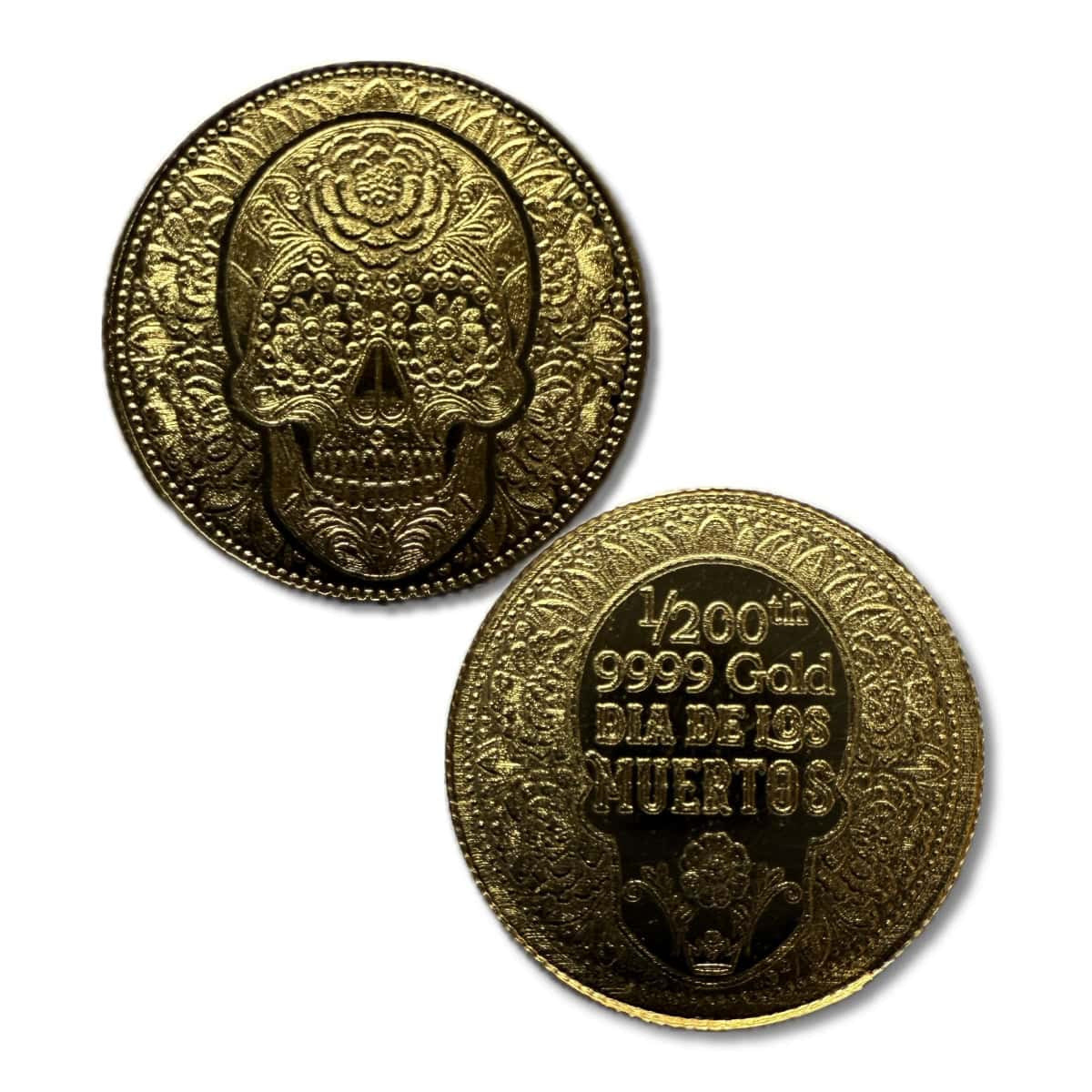 1/200 oz .9999 Fine Gold Round - Monarch - Day of the Dead Rose Skull (Sealed in Capsule)