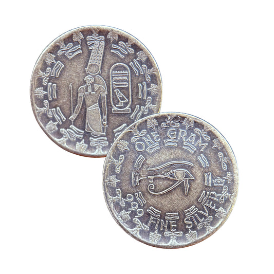 1 Gram .999 Fine Silver Round - Old World Style Egyptian God Montu