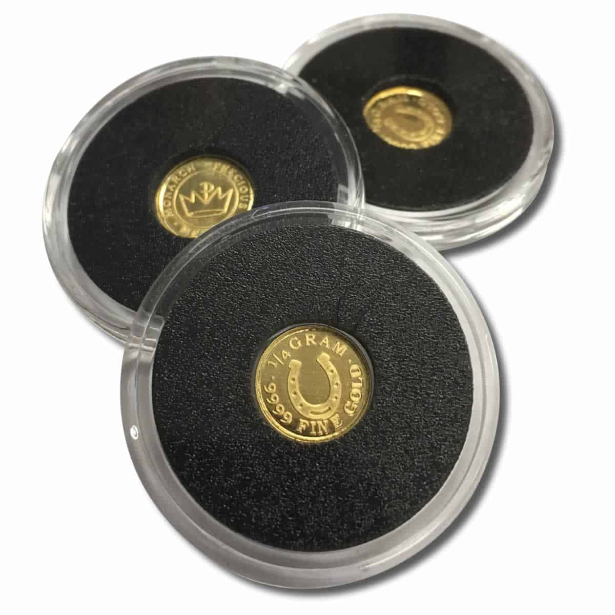 1/4 Gram .9999 Fine Gold Round - Monarch - Lucky Horseshoe (Sealed in Capsule)